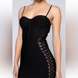AKIRA Midnight Bandage Lace-Up Dress